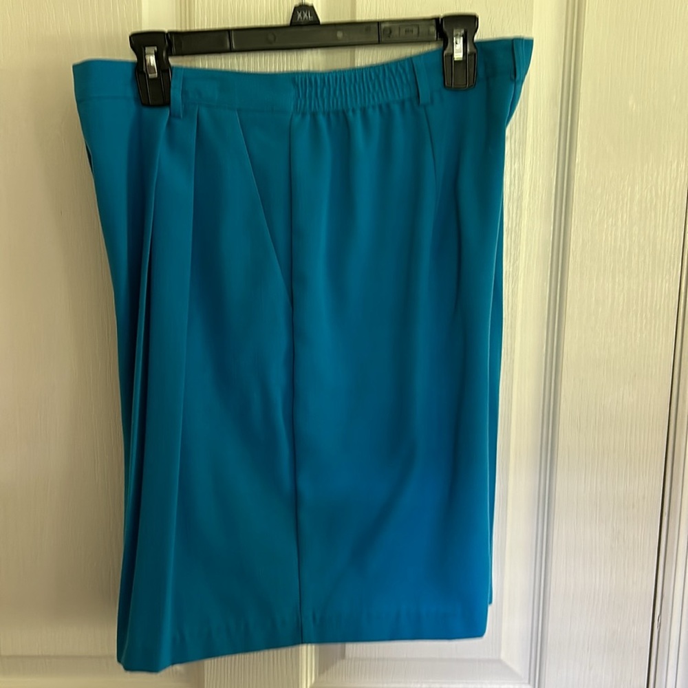 Sag Harbor women’s dress shorts size 16 blue elastic in waistband. Front Zipper.